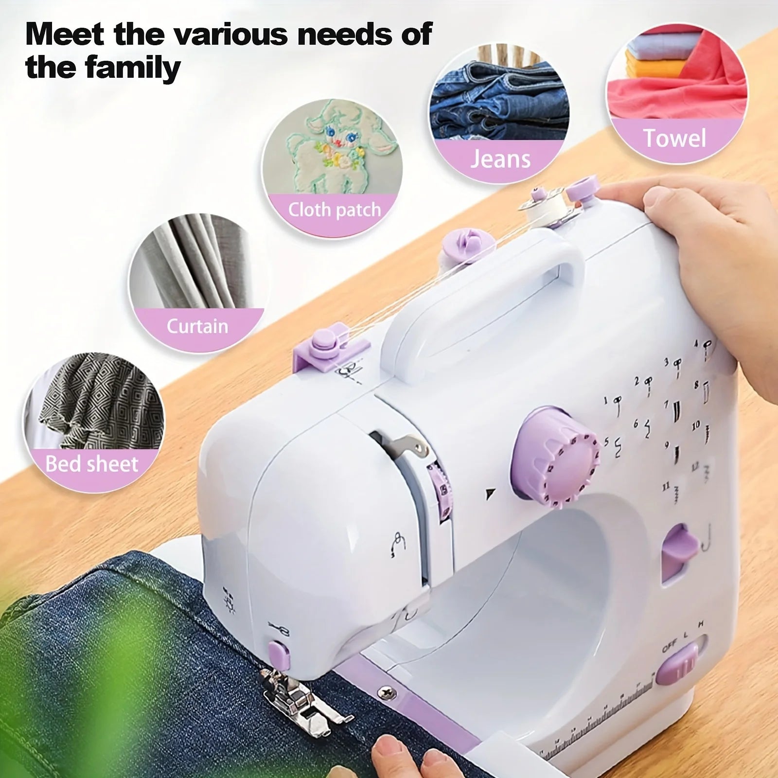 Electric Sewing Machine with for 12 Built-in Stitches and 2 Speeds