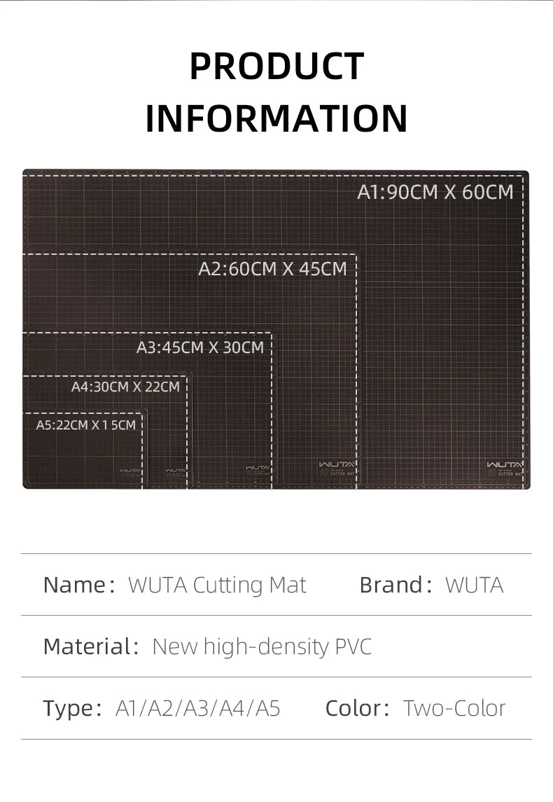 WUTA New Fabric Cutting Mat, A1 A2 A3 A4 A5 Professional Self Healing Quality Double-Sided Craft Tool Set