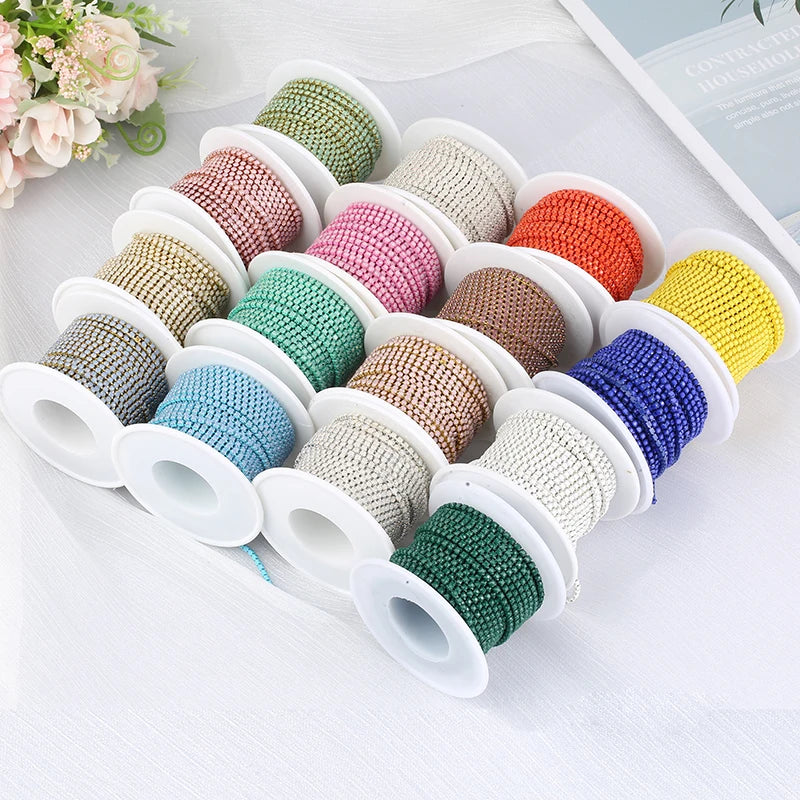 2mm SS6 Colorful Sew On Opal Rhinestone Cup Chain for DIY Craft