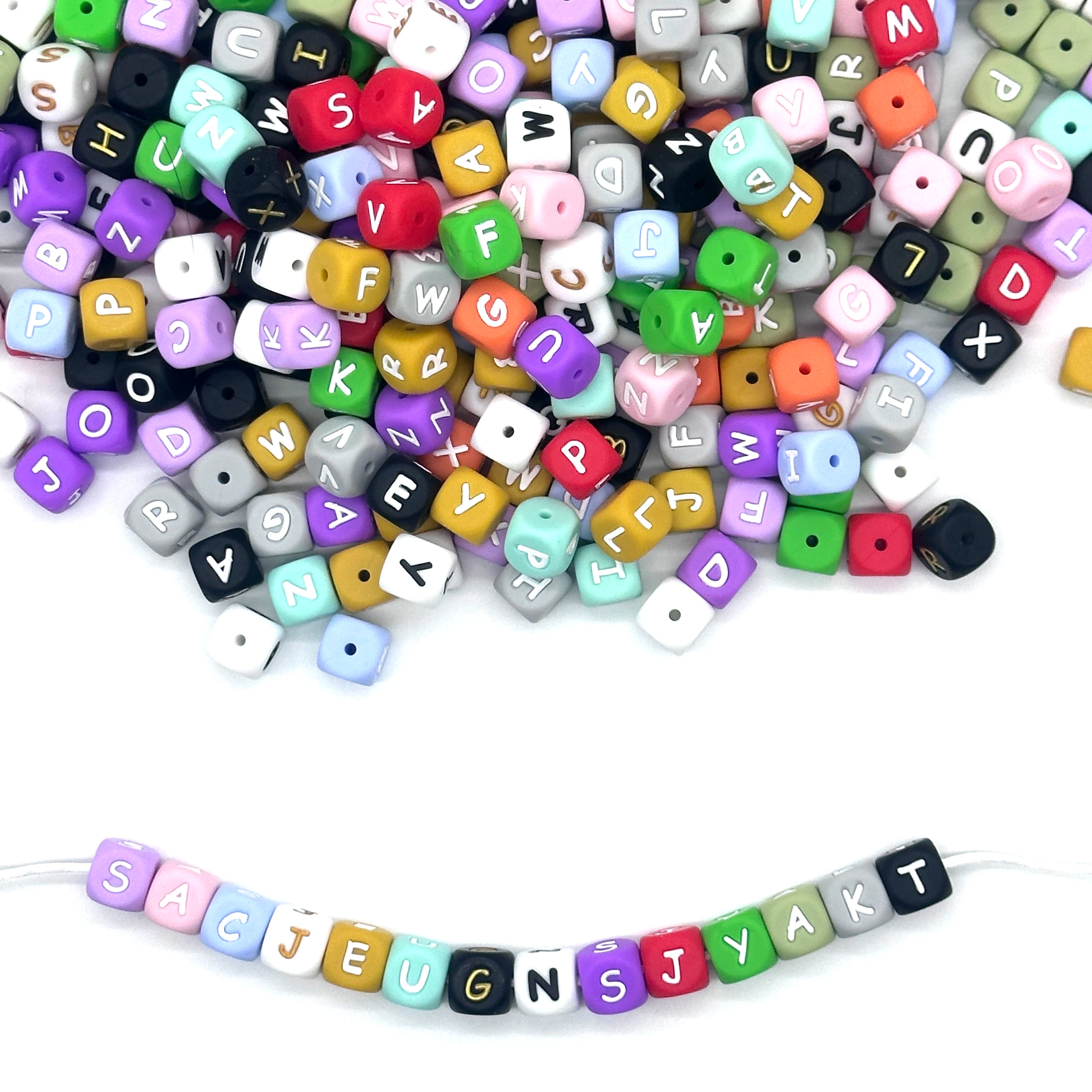 78pcs 12mm Silicone letter beads for DIY Key Chains Necklaces Bracelets Loose Beads