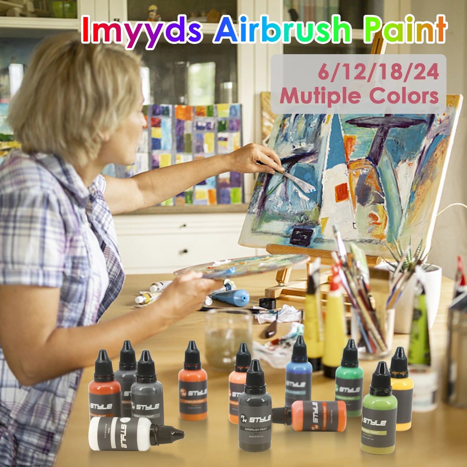 24Colors/Set Airbrush Paint Set, Opaque & Brilliant Acrylic Paint, For Beginners