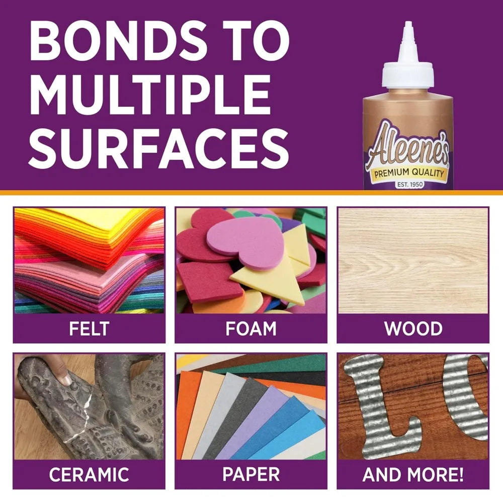 Clear All-Purpose Tacky Glue, 8 oz - Dries Flexible, Water-Soluble, Non-Toxic for Various Surfaces