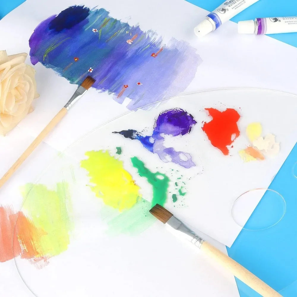 11.8 x 7.9 inch acrylic palette with thumb hole for easy to hold and clean non-stick artist paint tray