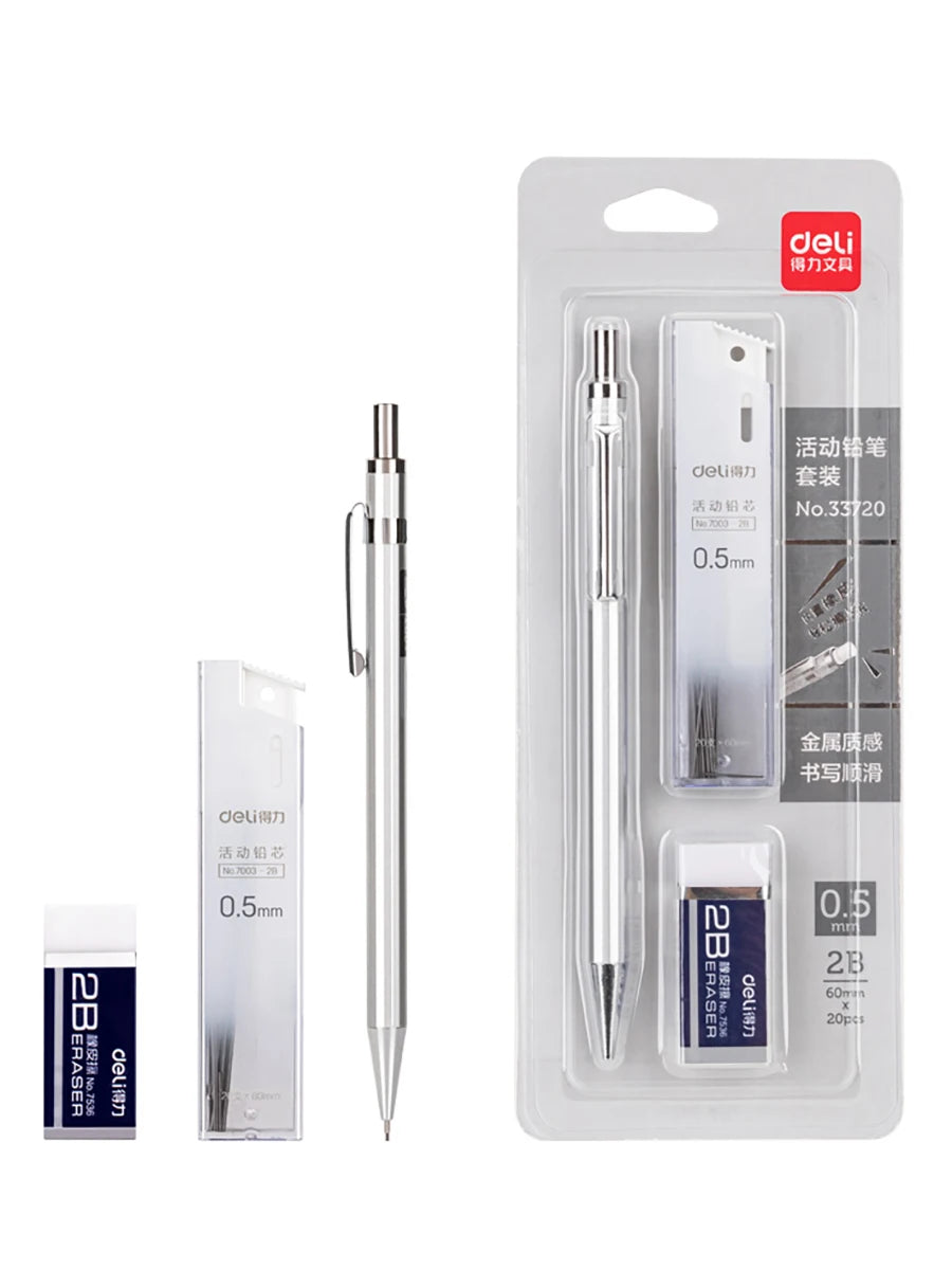 Mechanical Pencil Set 2B 0.5mm, Precision Writing Tool with Refillable Leads