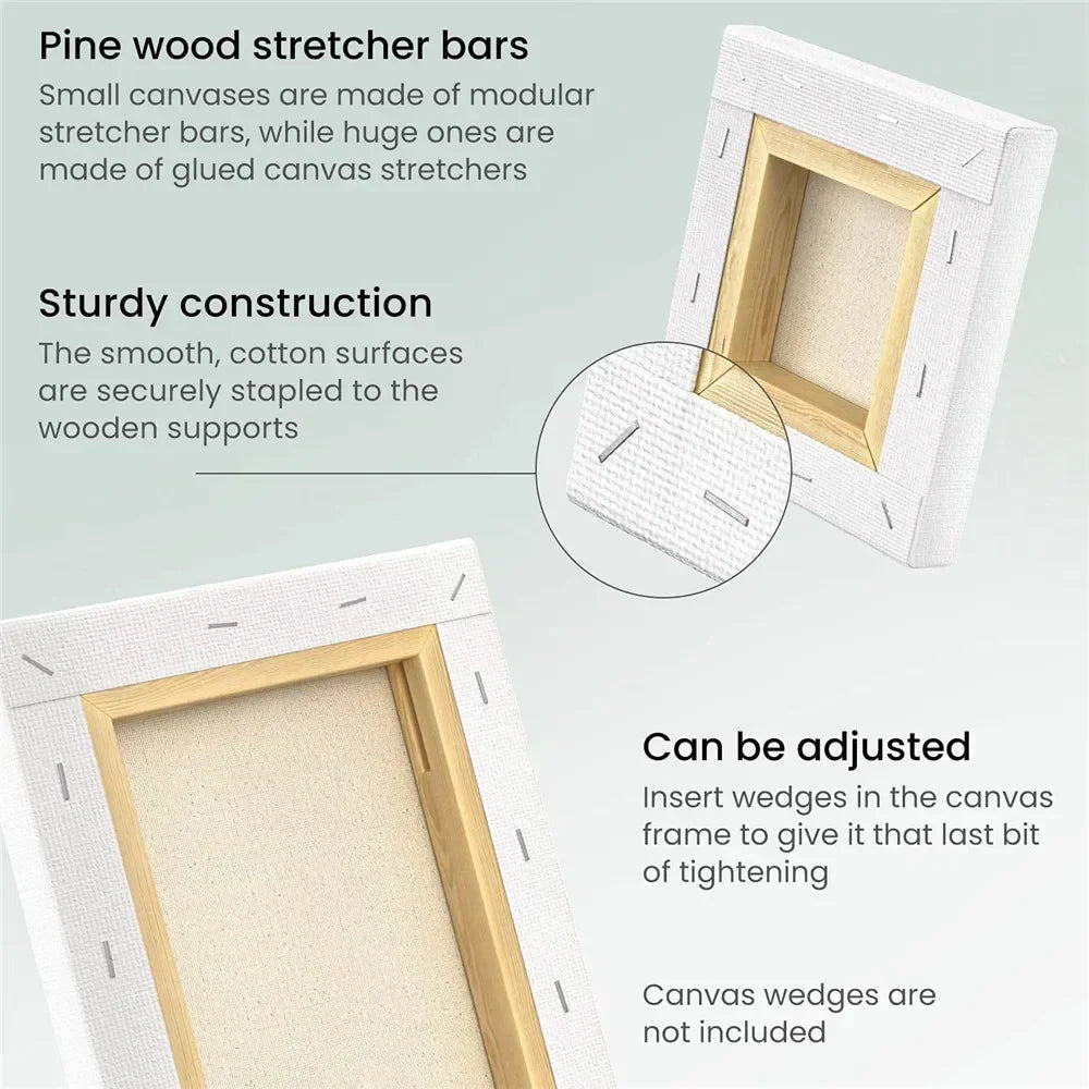 4pcs/pack Professional Stretched Canvas Primed White Canvas Boards For Acrylic Paint