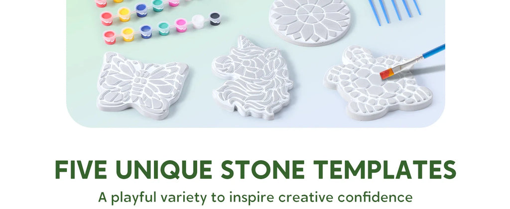 JOYFY Kids Stepping Stones Painting Kit Paint 5 Garden Stones Ceramic Garden Decor