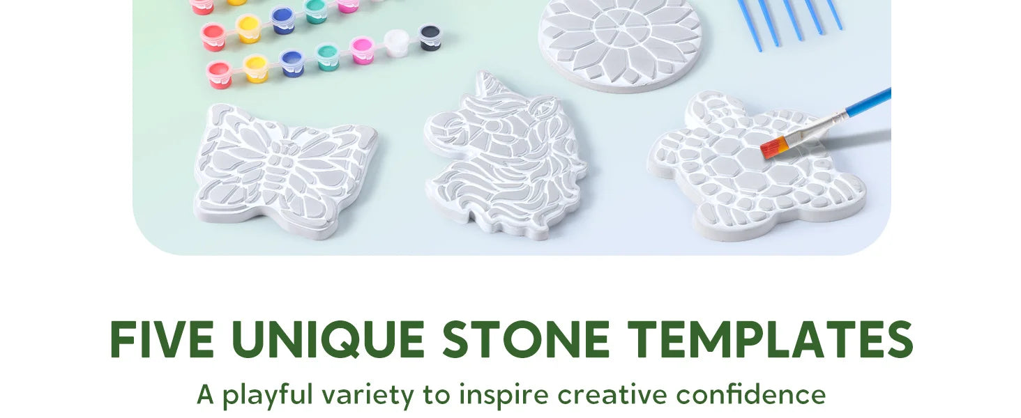 JOYFY Kids Stepping Stones Painting Kit Paint 5 Garden Stones Ceramic Garden Decor
