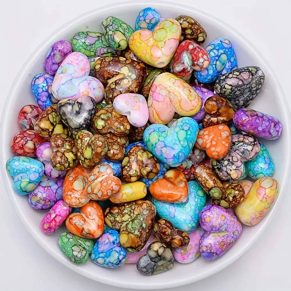 30 pieces of random color heart-shaped spacer beads, for jewelry, bracelets, necklaces and string jewelry.