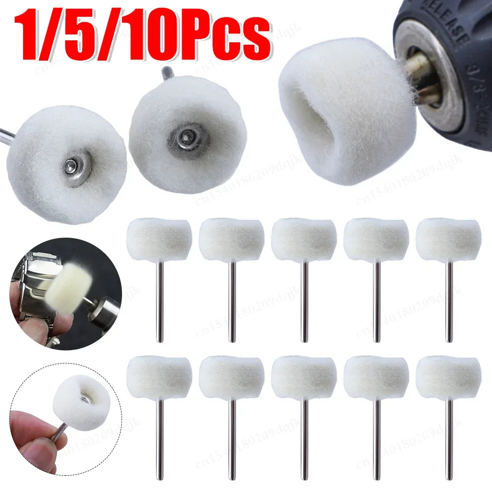 1-10Pcs 3mm Felt Grinding Sanding Head Mini Polishing Brush for Dremel Drill