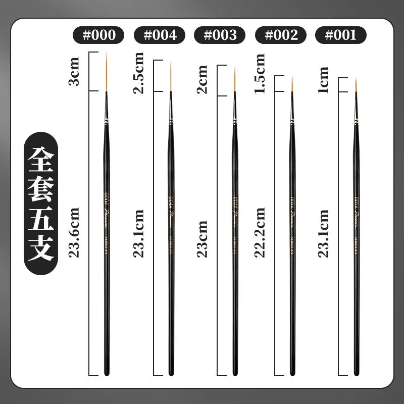 1/2/3/5pcs Rigger Artist Paint Brush Extra Long Fine Point Liner Tip for Scale Models Oil Watercolor Pin Striping