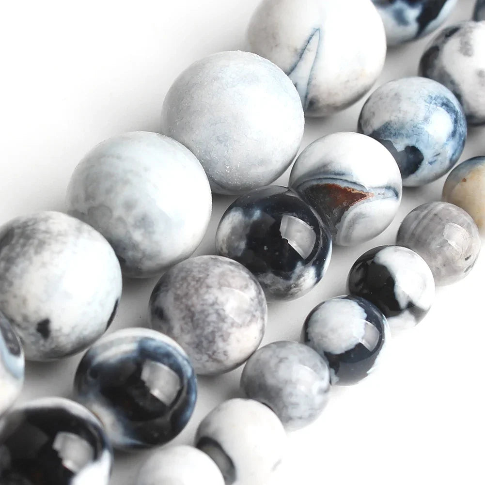 Round Flame Stone Beads Sodalite Loose Spacer Beads for Jewelry Making DIY Bracelets Necklace