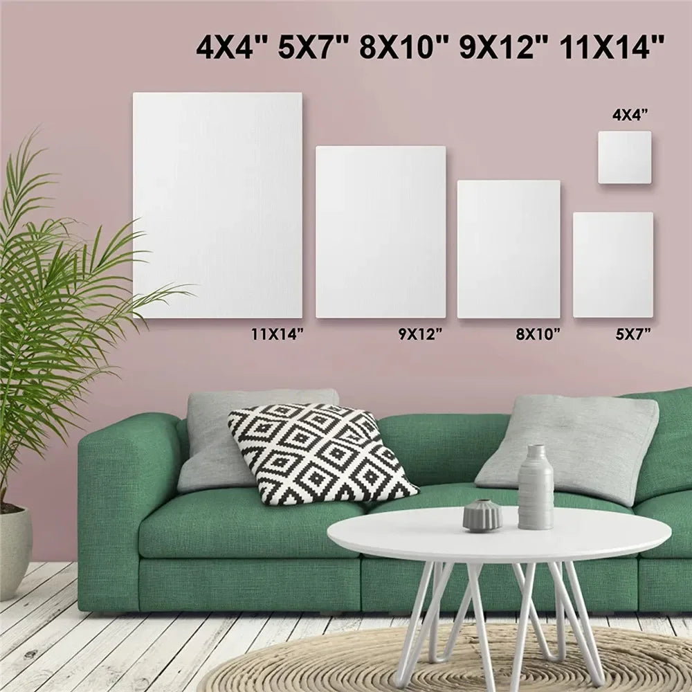 4pcs/pack Professional Stretched Canvas Primed White Canvas Boards For Acrylic Paint