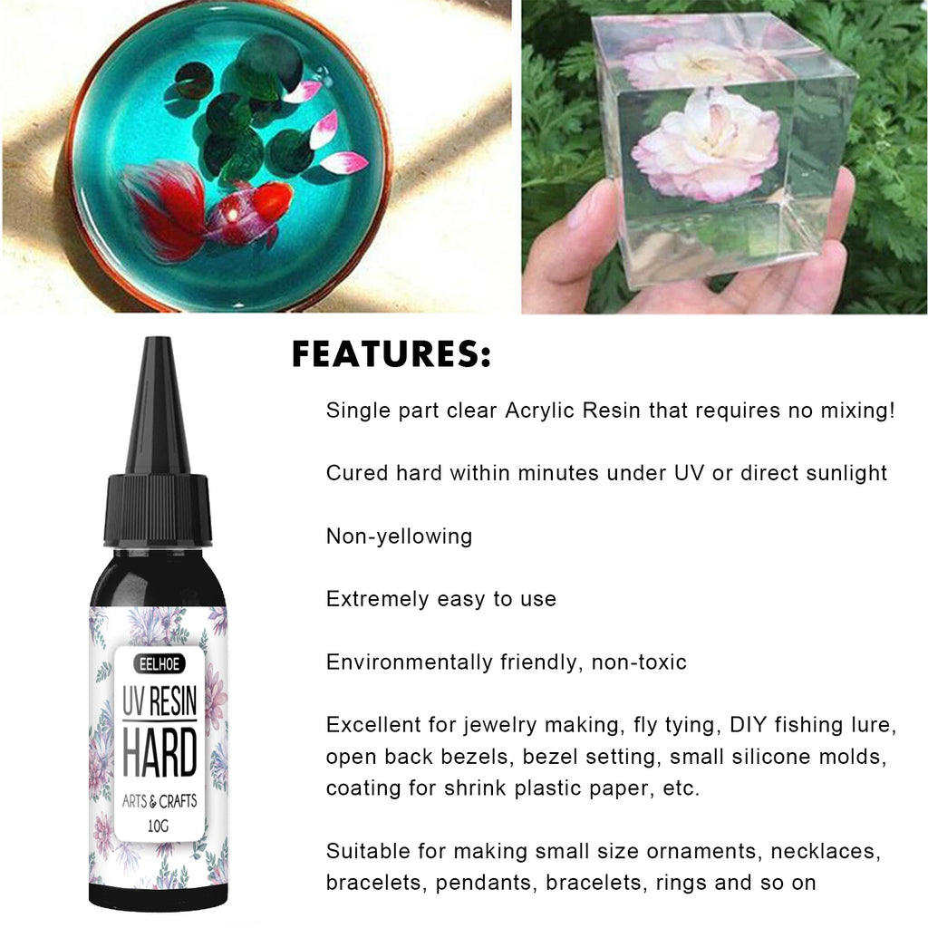 UV Resin Glue 200g,, Fast Cure Clear Resin Epoxy for Crafts, Charms, Nails, and More
