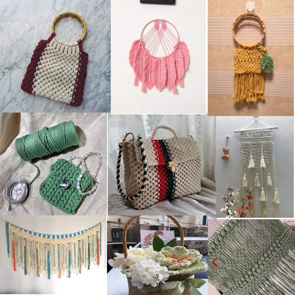 2mm 100M Macrame Cord Rope Cotton Crafts DIY Sewing Handmade Wall Hangings