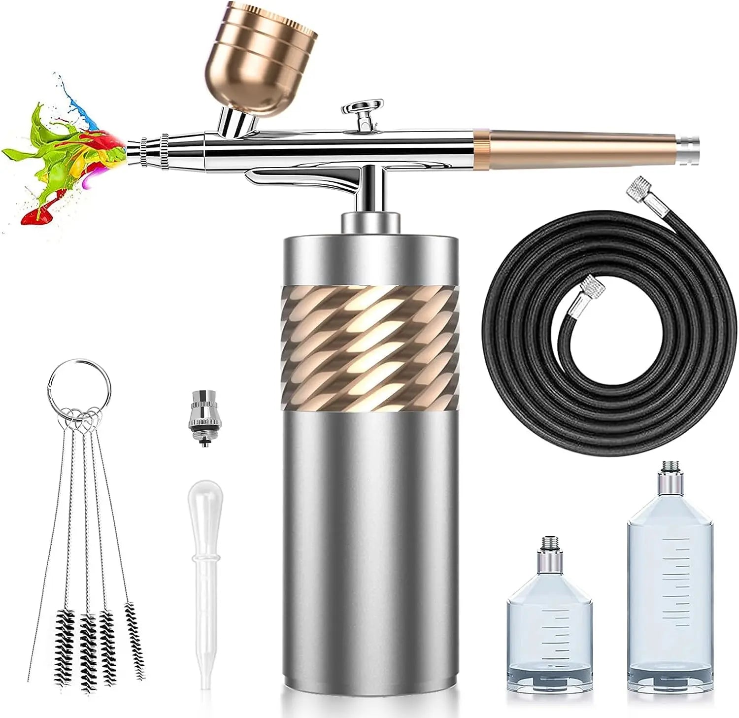 Cordless/Portable Airbrush-Kit with Compressor for Painting, Model, Nail, Tattoo, Cake Decorating