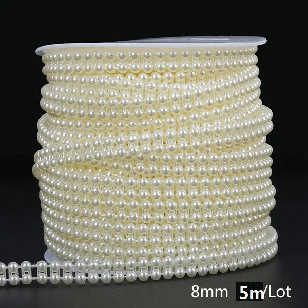 Ivory Pearl Bead Chain Line Cord Thread Trim for DIY Decoration & Jewelry Craft Accessories