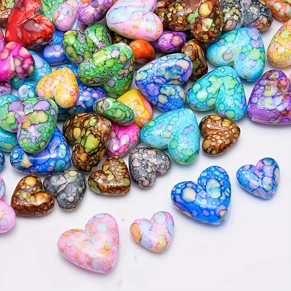 30 pieces of random color heart-shaped spacer beads, for jewelry, bracelets, necklaces and string jewelry.