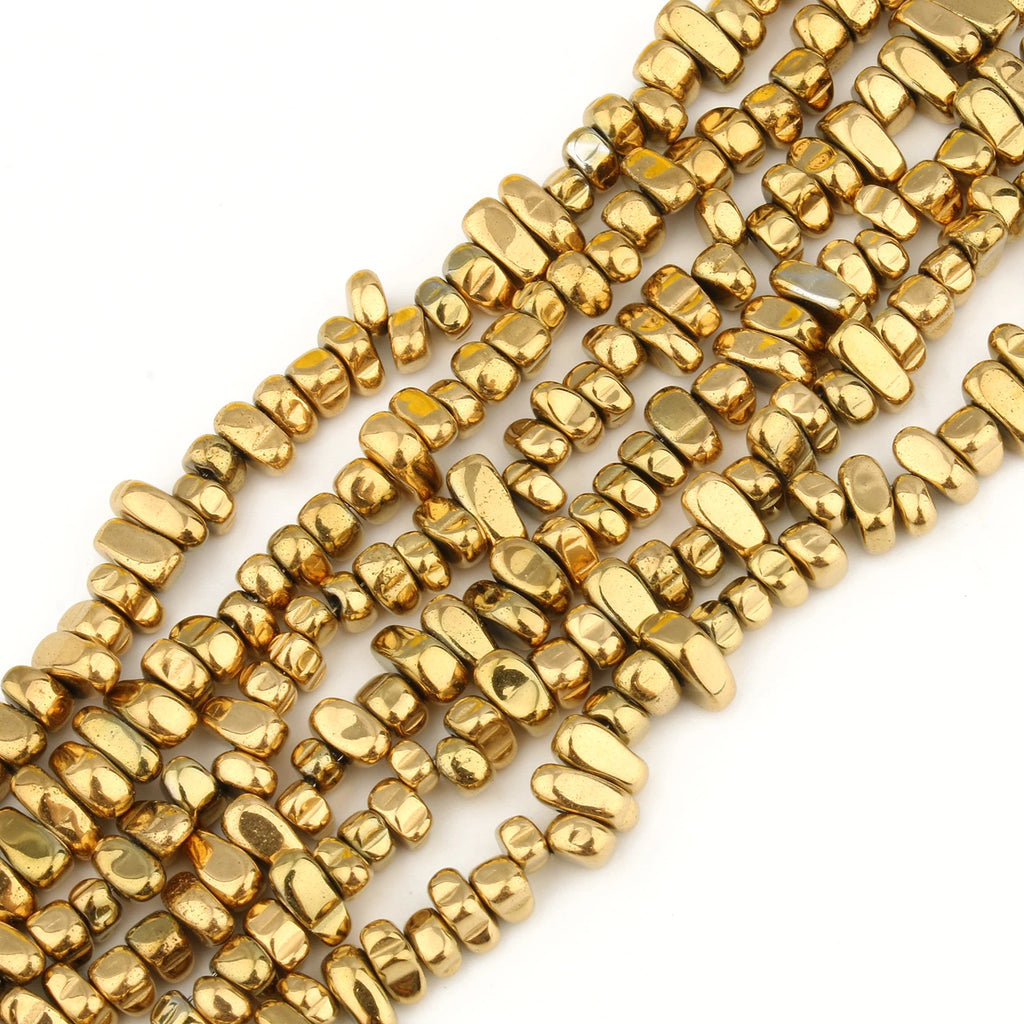 Real Gold Plated Hematite Bead Irregular Heart Cube Beads For Jewelry Making DIY