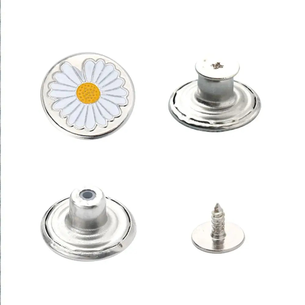 10Pcs Metal Jeans Buttons 17mm Replacement No-Sewing Screw Button Repair Kit