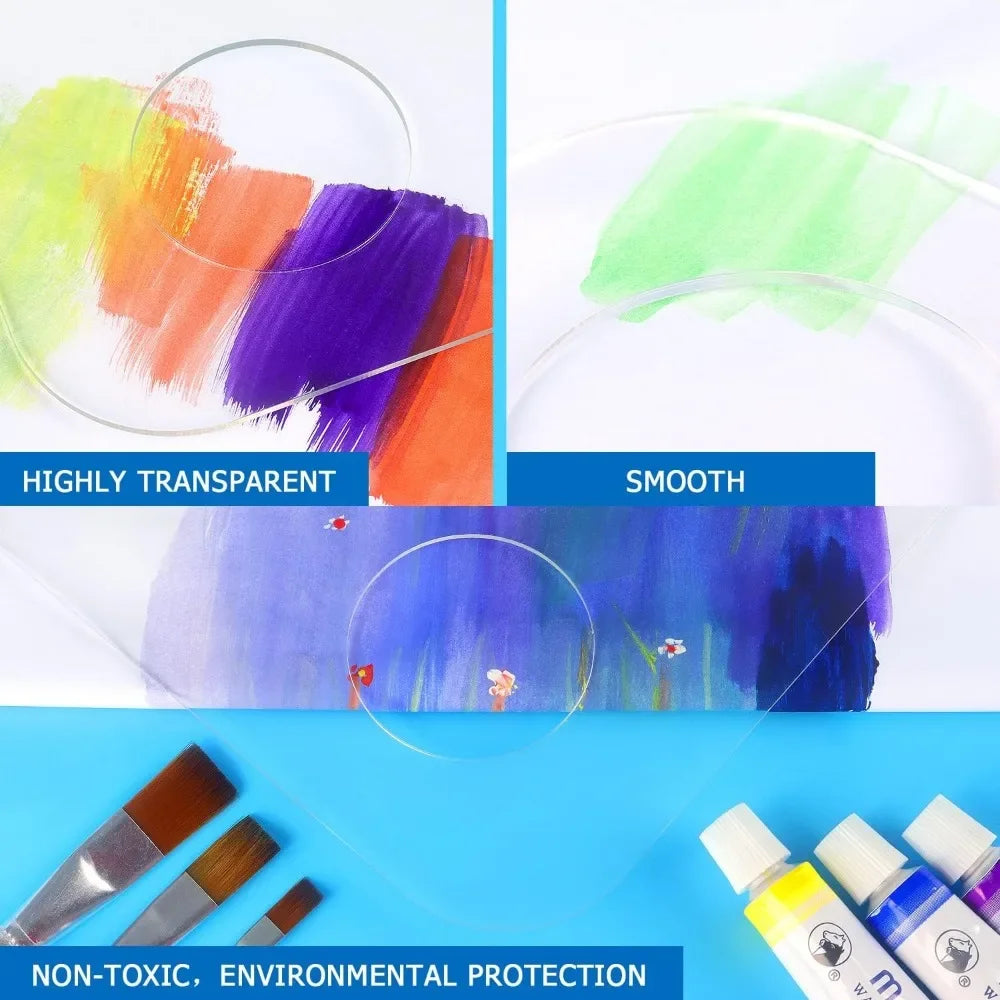 11.8 x 7.9 inch acrylic palette with thumb hole for easy to hold and clean non-stick artist paint tray