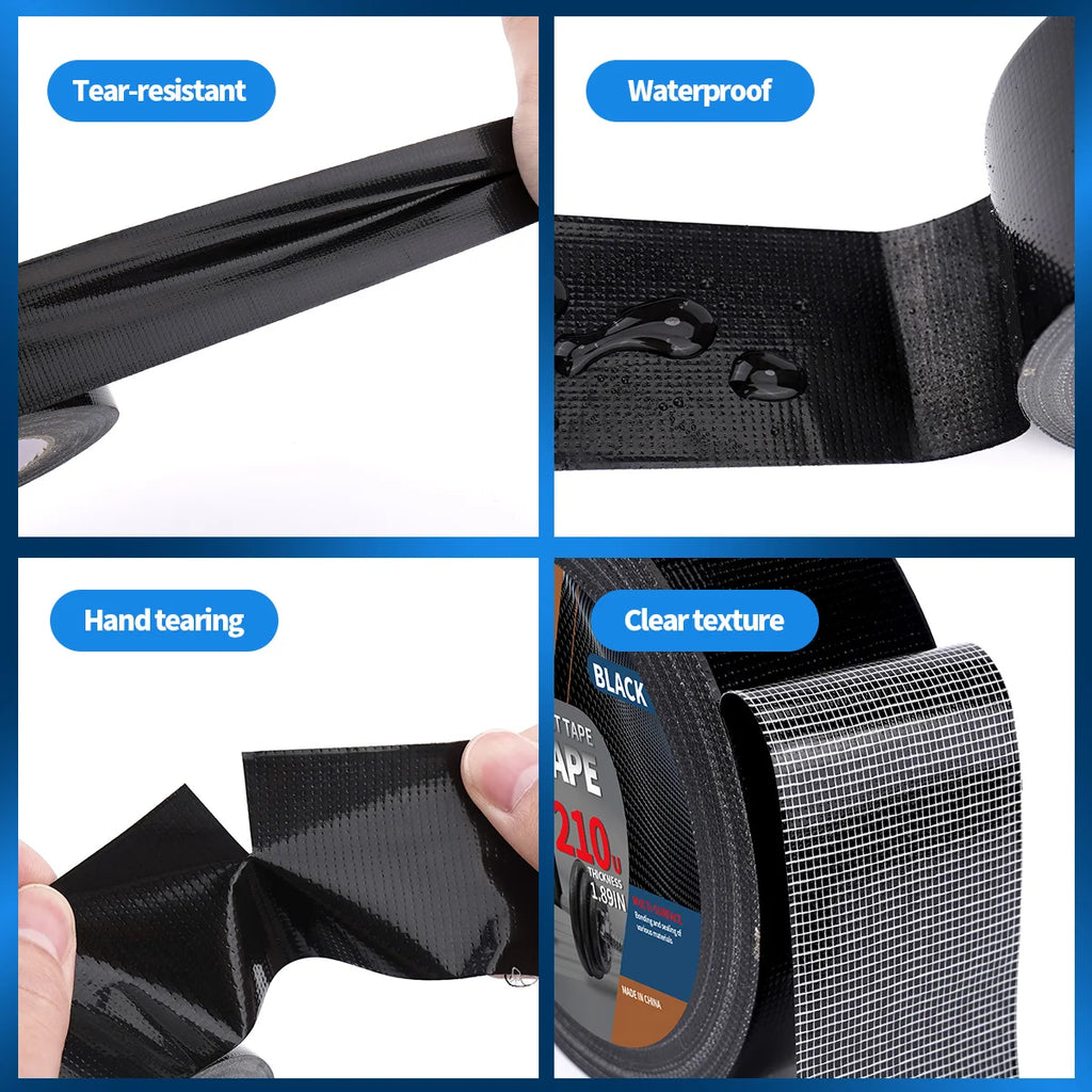Black Super Adhesive Fabric Duct Tape, Or Seat Repair 5m, 50m, 10M, 20M