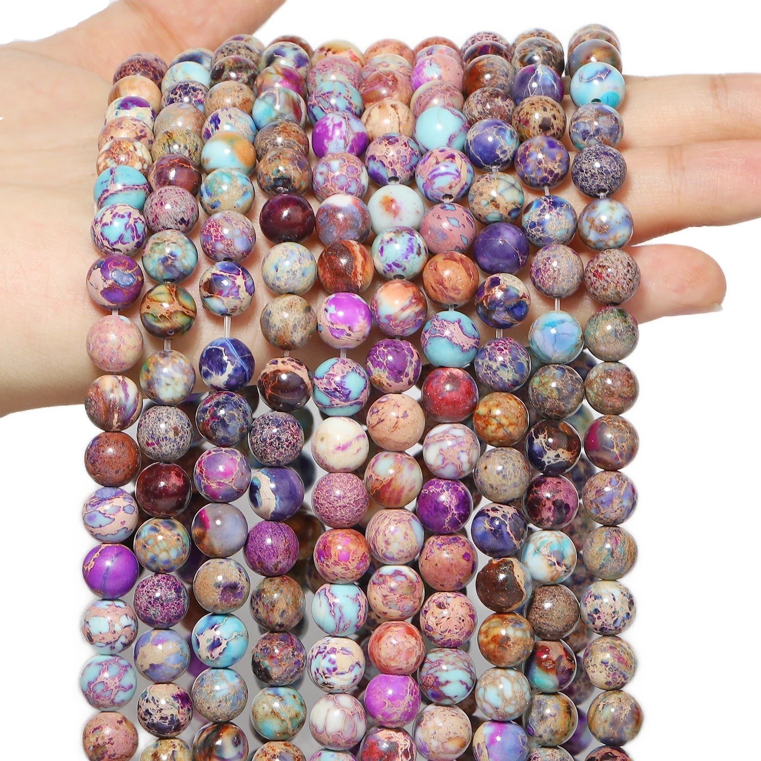 Round Flame Stone Beads Sodalite Loose Spacer Beads for Jewelry Making DIY Bracelets Necklace