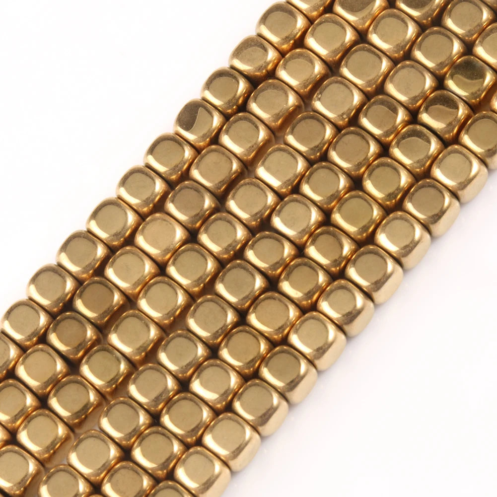 Real Gold Plated Hematite Bead Irregular Heart Cube Beads For Jewelry Making DIY