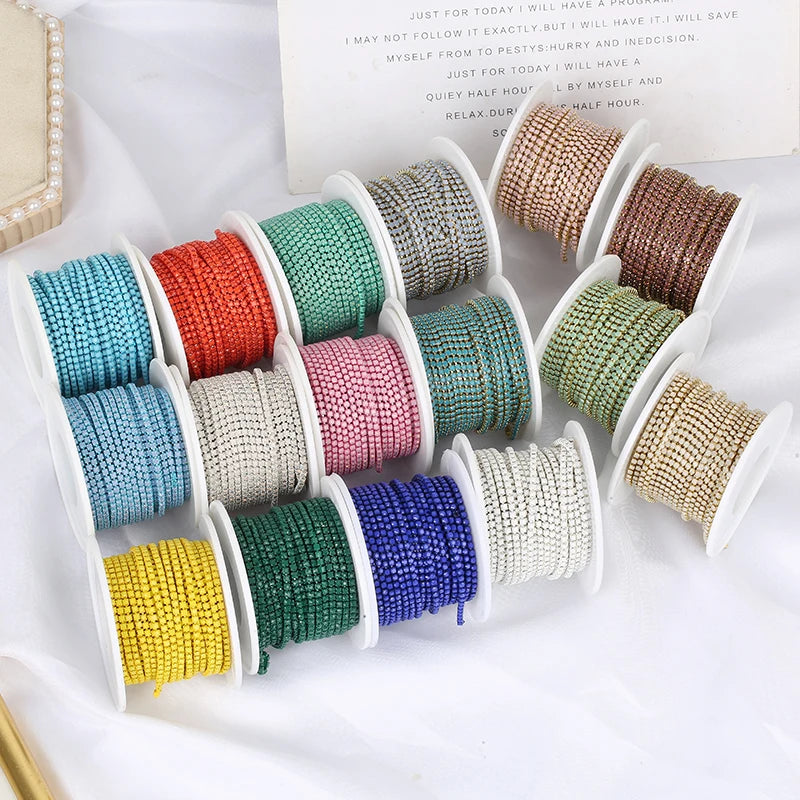 2mm SS6 Colorful Sew On Opal Rhinestone Cup Chain for DIY Craft