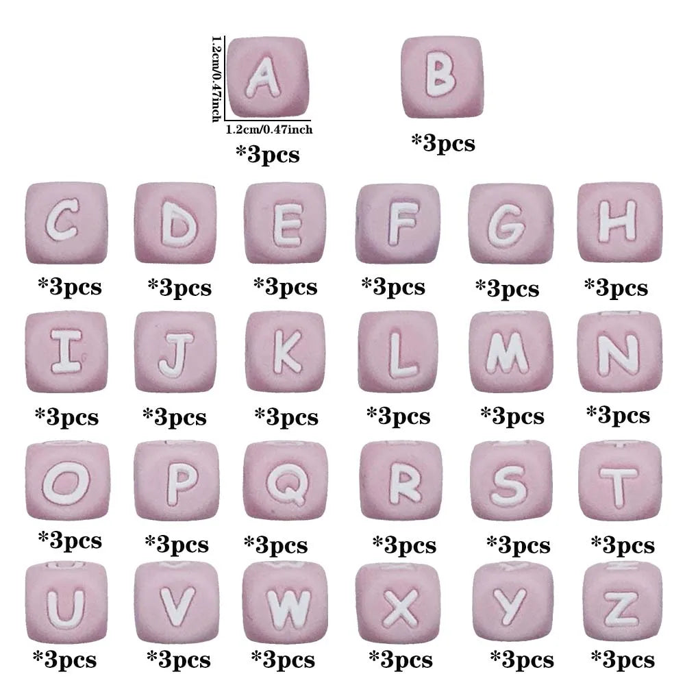 78pcs 12mm Silicone letter beads for DIY Key Chains Necklaces Bracelets Loose Beads