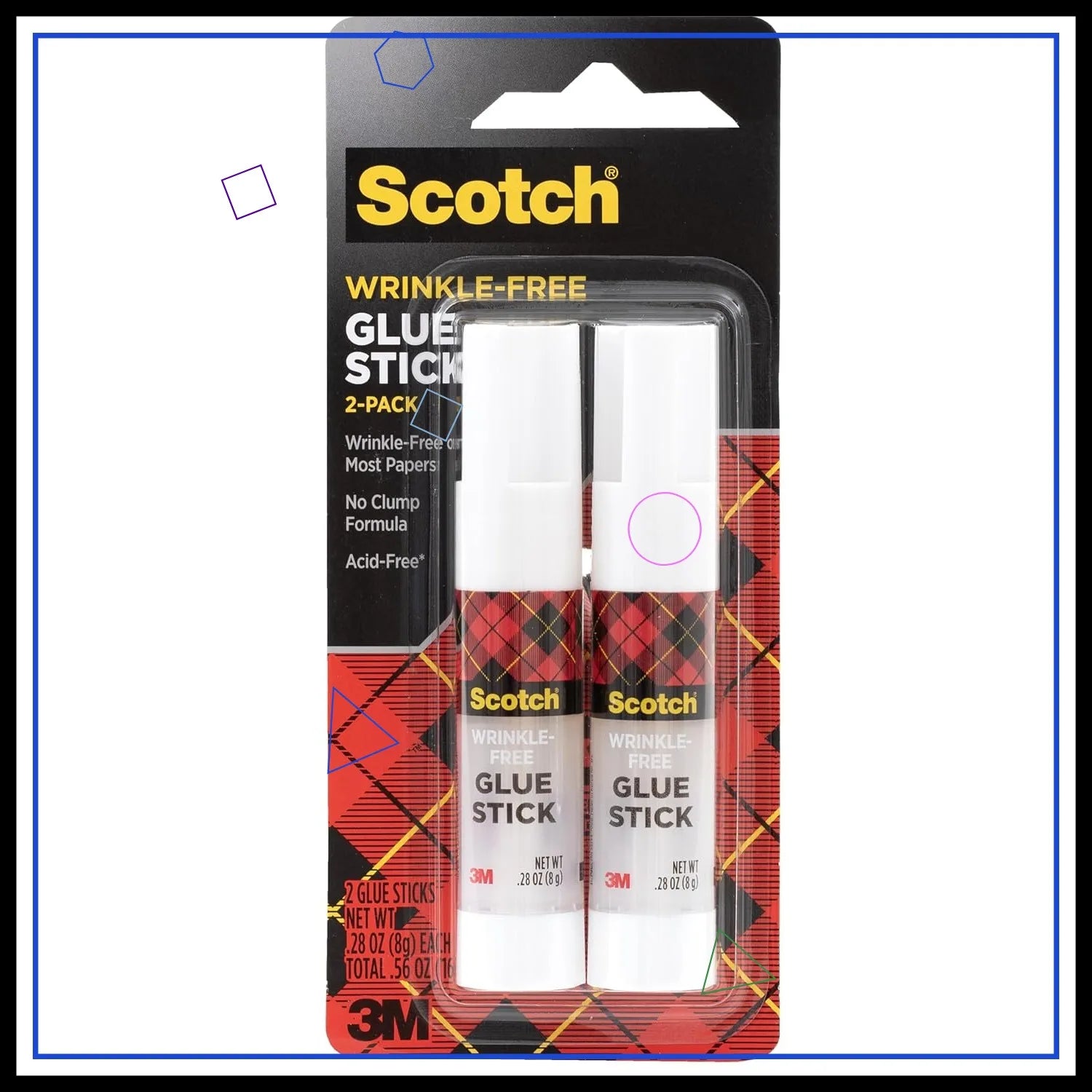 Wrinkle-Free Glue Sticks, 2 Pack, .27 oz Each