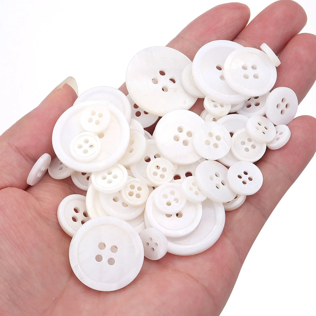 5-20Pcs 9-25mm White Natural Shell Buttons Round Shell Sewing Accessories For Clothing Shirt DIY Crafts Materials