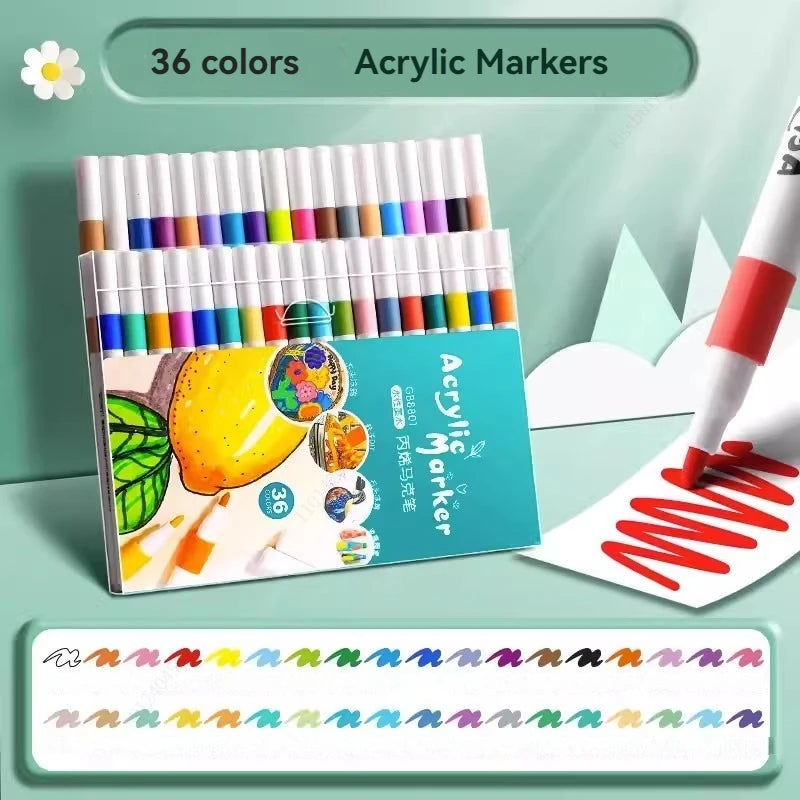 12-80 Colors Set Acrylic Paint Art Marker Pen for Kids Ceramic Glass Wood DIY Crafts
