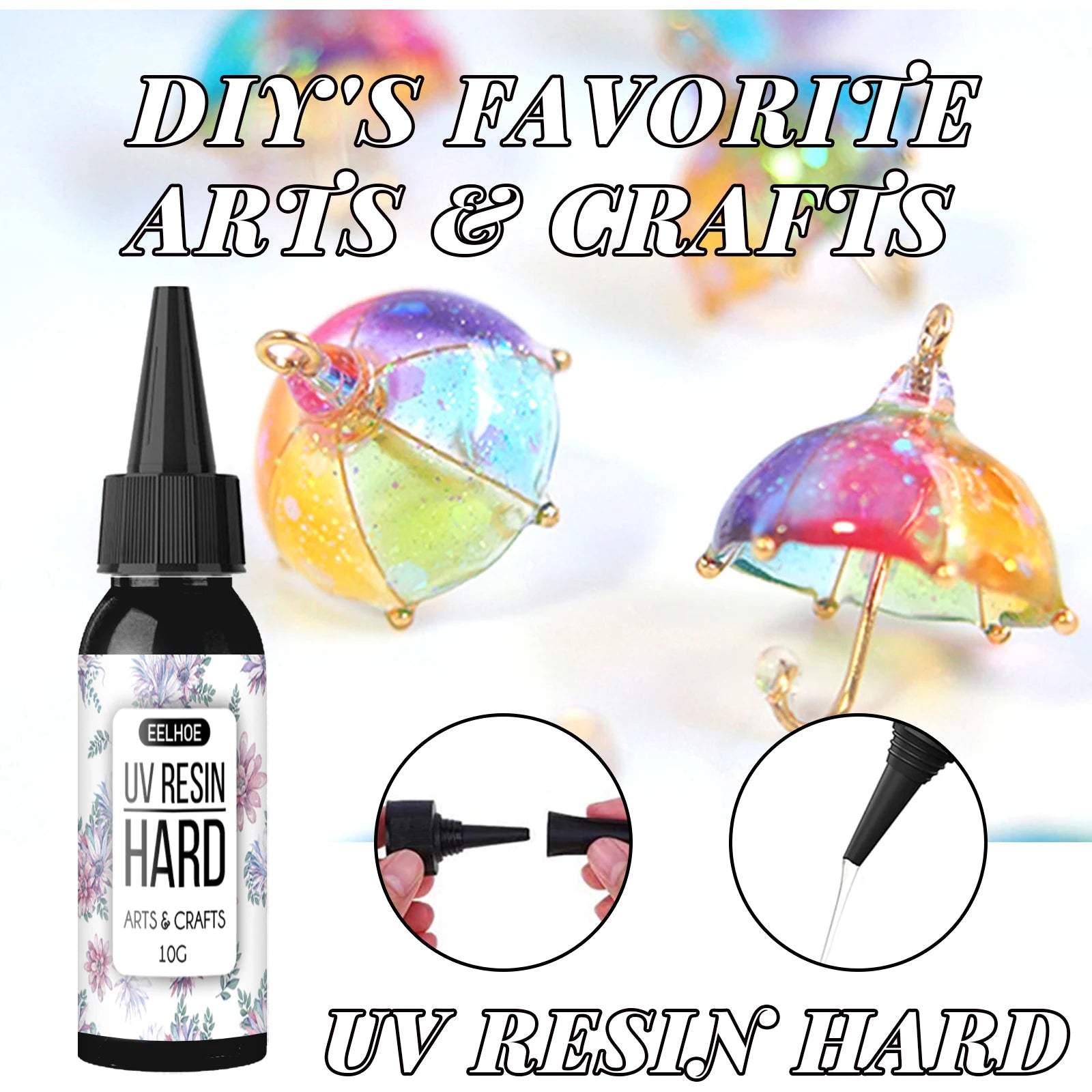 UV Resin Glue 200g,, Fast Cure Clear Resin Epoxy for Crafts, Charms, Nails, and More