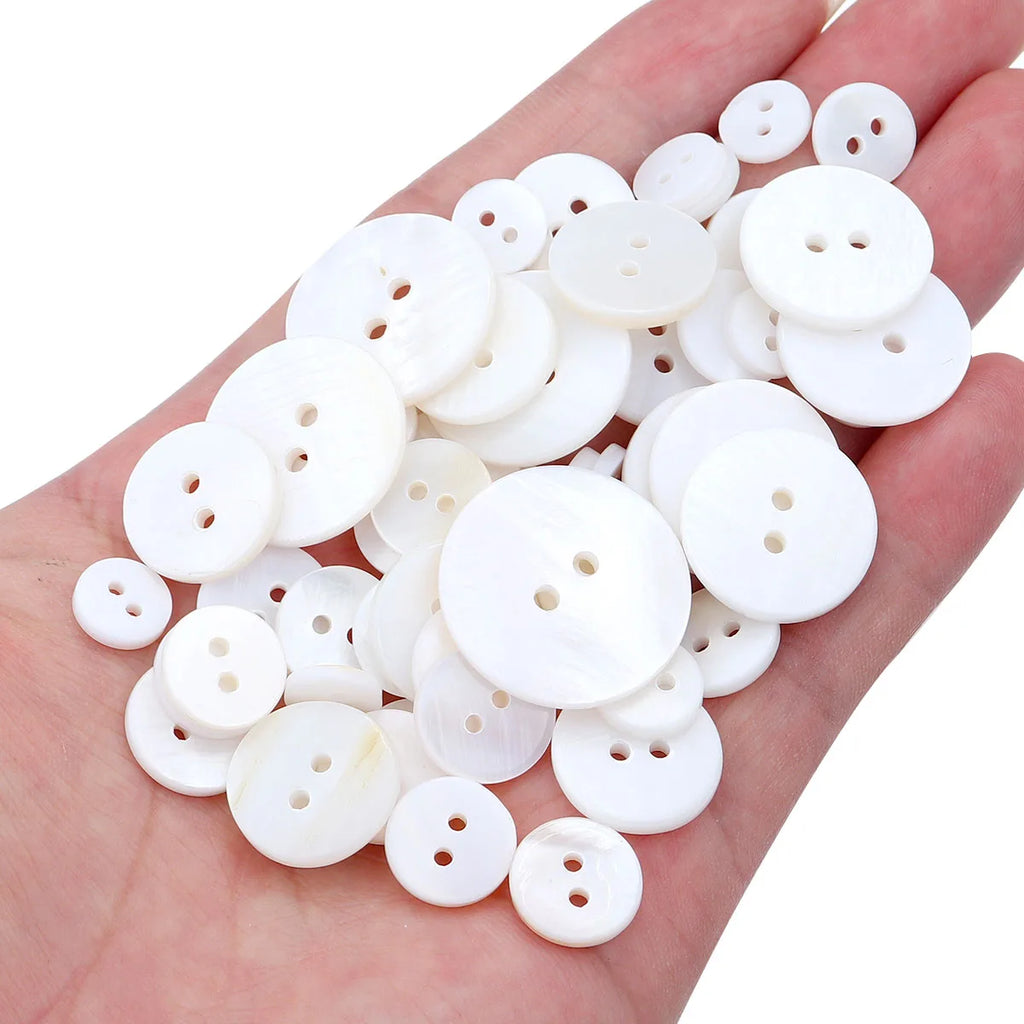 5-20Pcs 9-25mm White Natural Shell Buttons Round Shell Sewing Accessories For Clothing Shirt DIY Crafts Materials