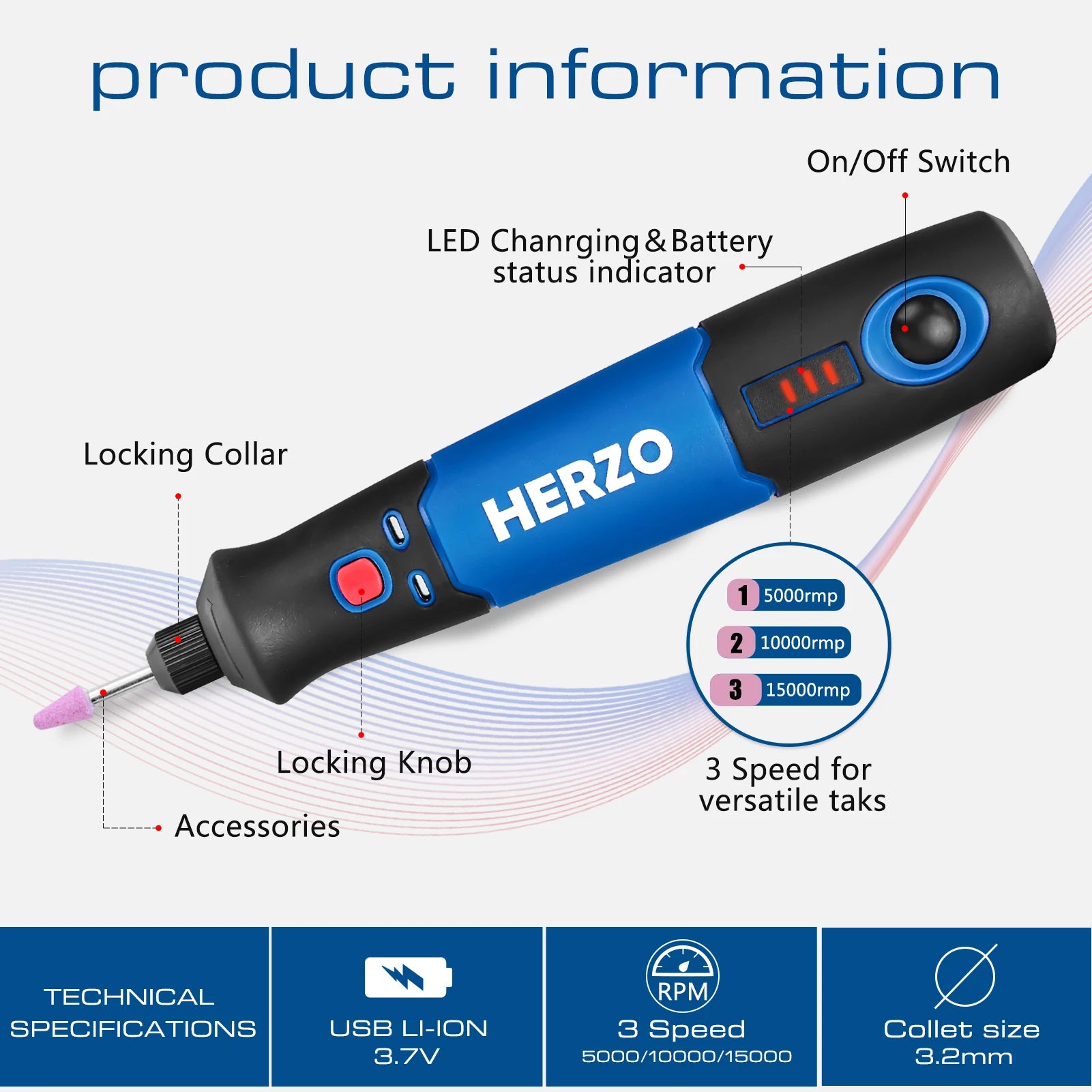 Cordless Mini Rotary Tool Engraving Machine USB Engraver Pen for Grinding Polishing