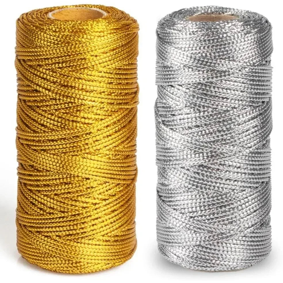 1.5mm 100M Gold Silver Macrame Cord Rope for Sewing Macrame Crafts or Gifts