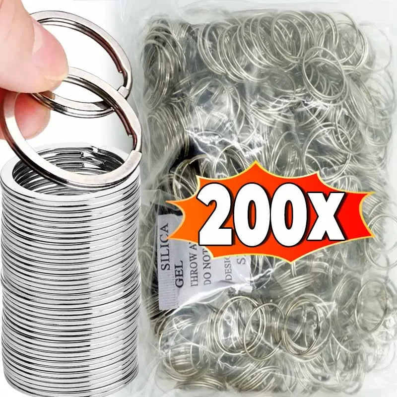 10-200pcs 25mm Stainless Steel Key Rings Line Split for Jewelry Making Polished Keychain DIY