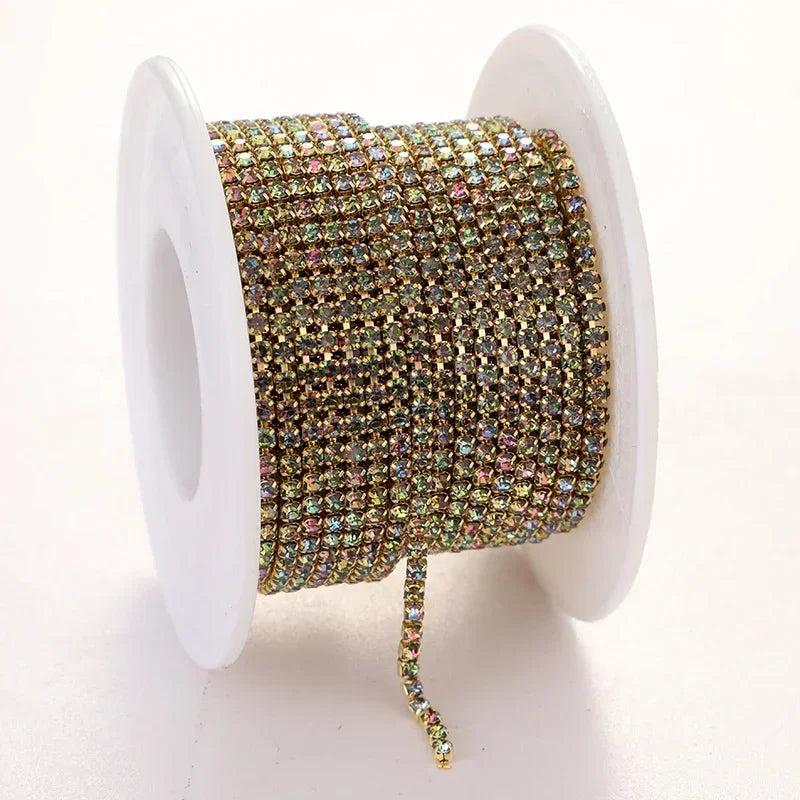 2mm SS6 Colorful Sew On Opal Rhinestone Cup Chain for DIY Craft