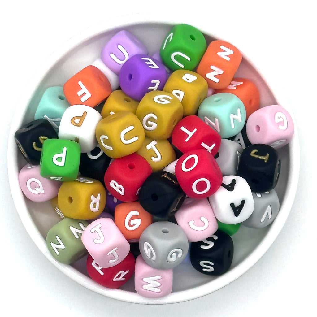 78pcs 12mm Silicone letter beads for DIY Key Chains Necklaces Bracelets Loose Beads