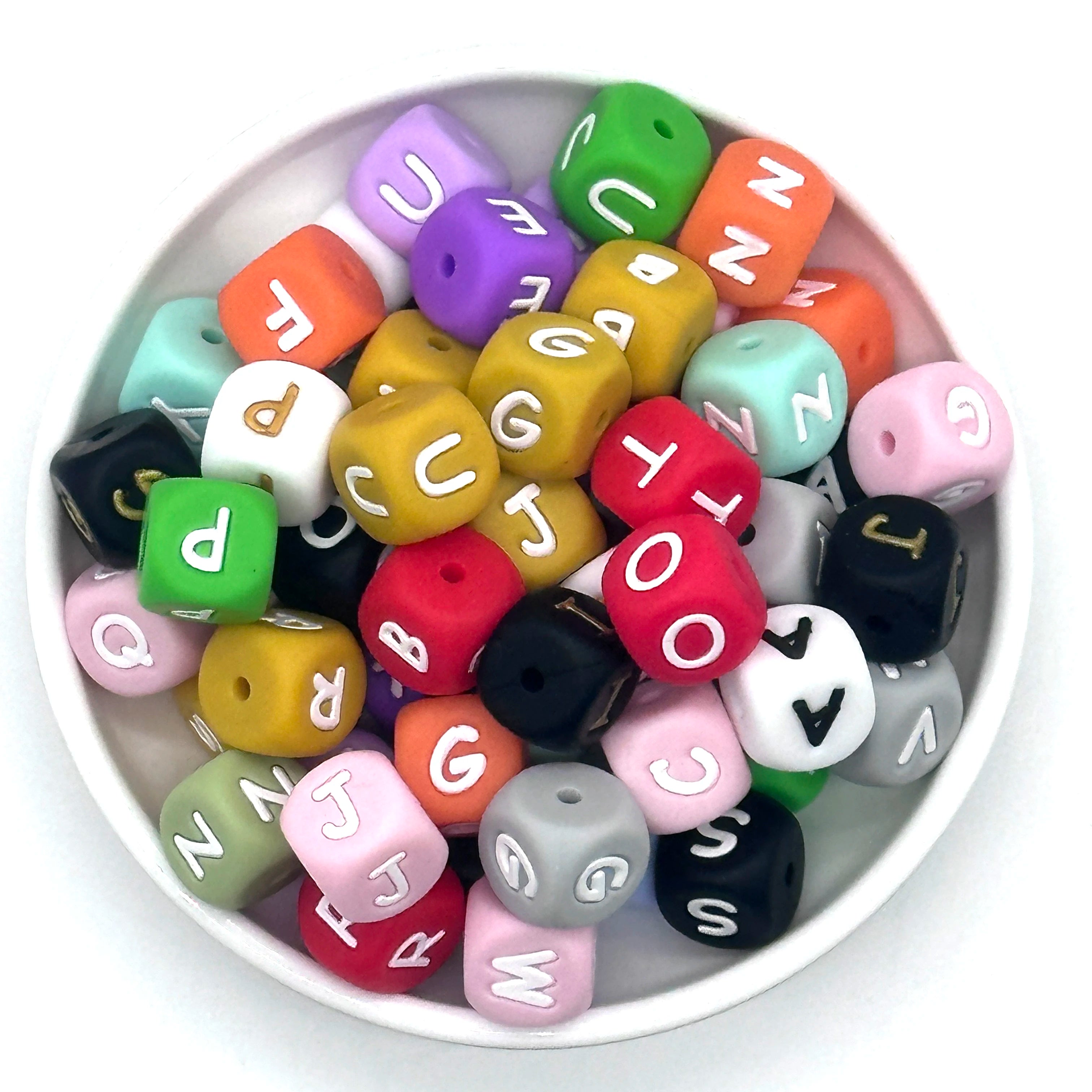 78pcs 12mm Silicone letter beads for DIY Key Chains Necklaces Bracelets Loose Beads