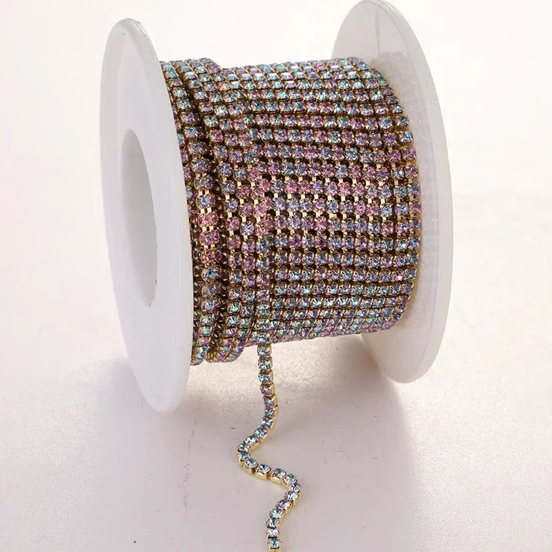 2mm SS6 Colorful Sew On Opal Rhinestone Cup Chain for DIY Craft