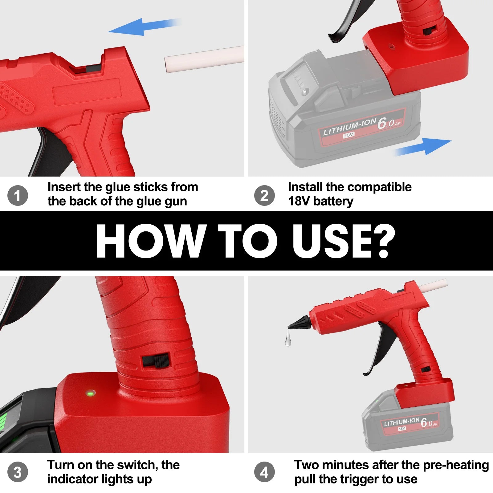 Electric Glue Gun For Milwaukee 18V Battery Hot Melt Welding With 10pcs For Crafts Decoration DIY Home