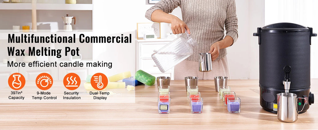 SucceBuy 6.5L Wax Melter for Candle Making, Easy Pour Spout, 9-Level Temperature Control