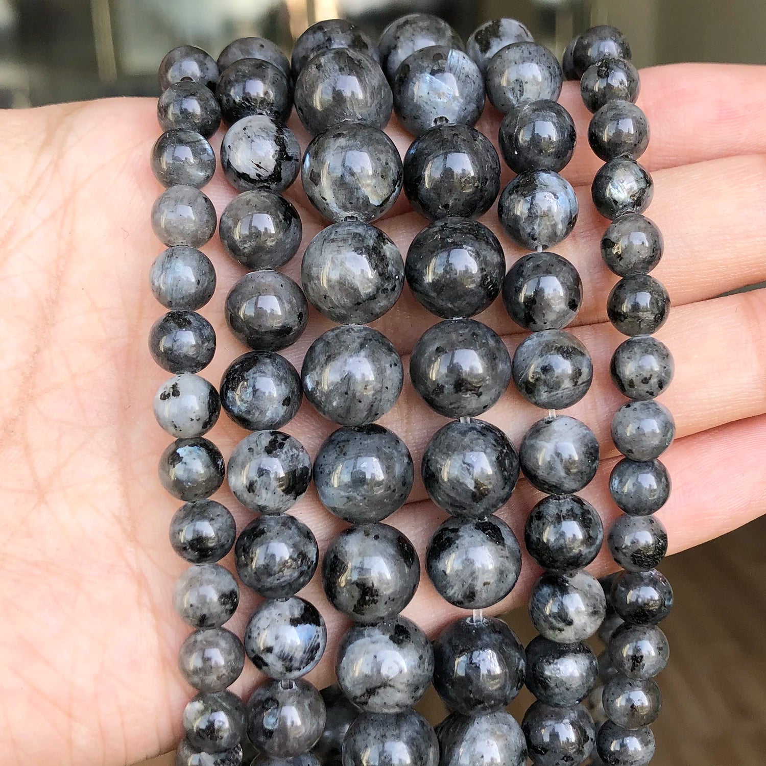 Round Flame Stone Beads Sodalite Loose Spacer Beads for Jewelry Making DIY Bracelets Necklace