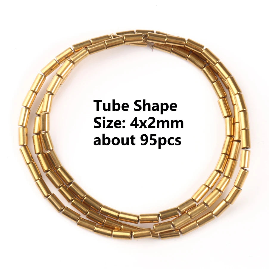 Real Gold Plated Hematite Bead Irregular Heart Cube Beads For Jewelry Making DIY