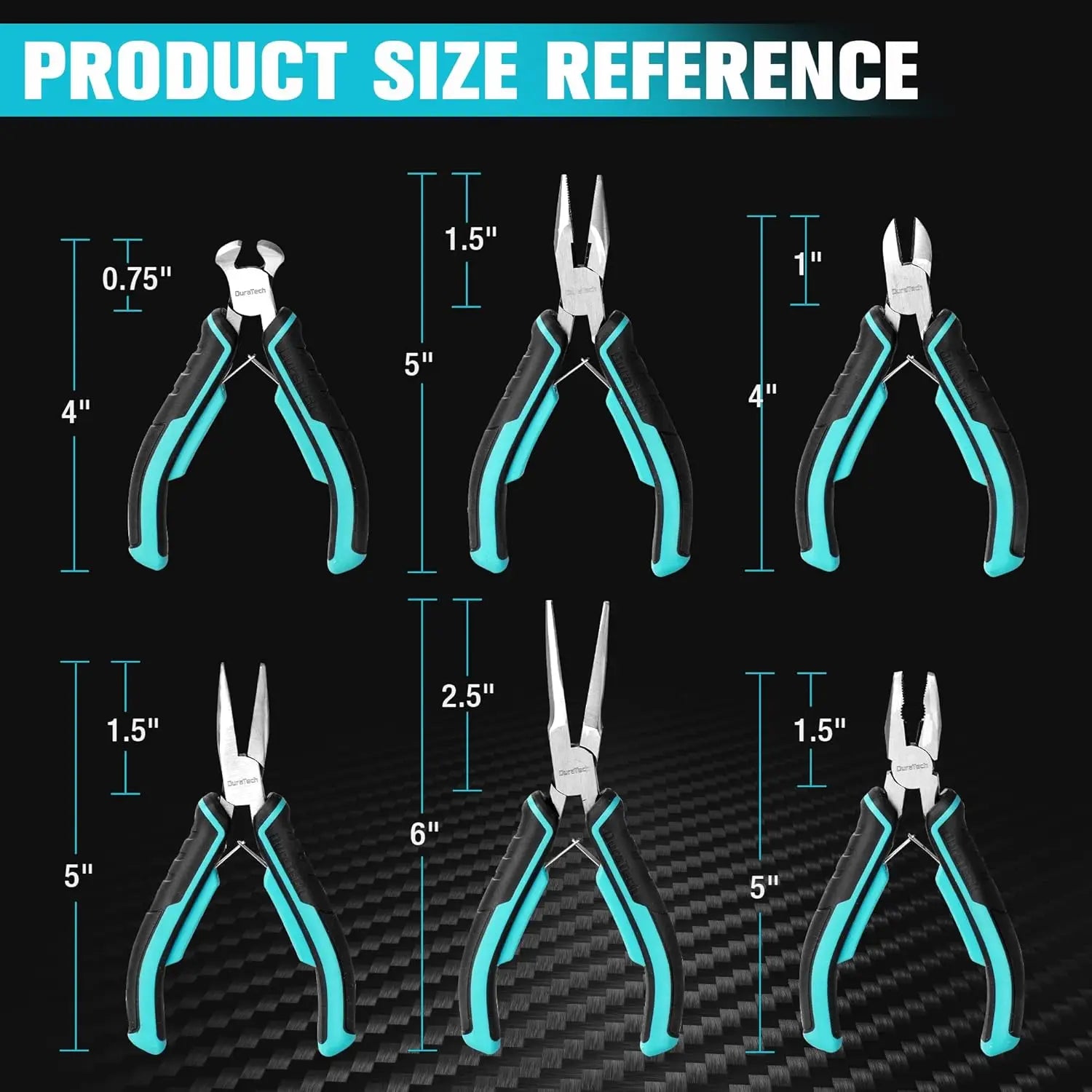6PCS Mini Pliers Set, CRV Jewelry Tools with Needle Nose, Long Nose, Bent Nose, End Cutting