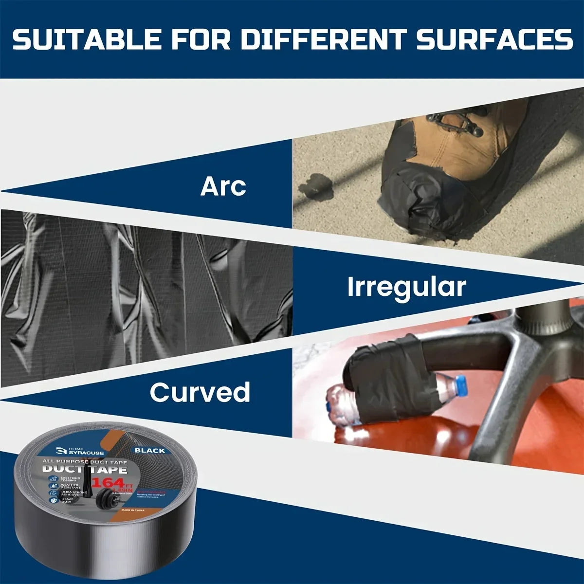 Black Super Adhesive Fabric Duct Tape, Or Seat Repair 5m, 50m, 10M, 20M