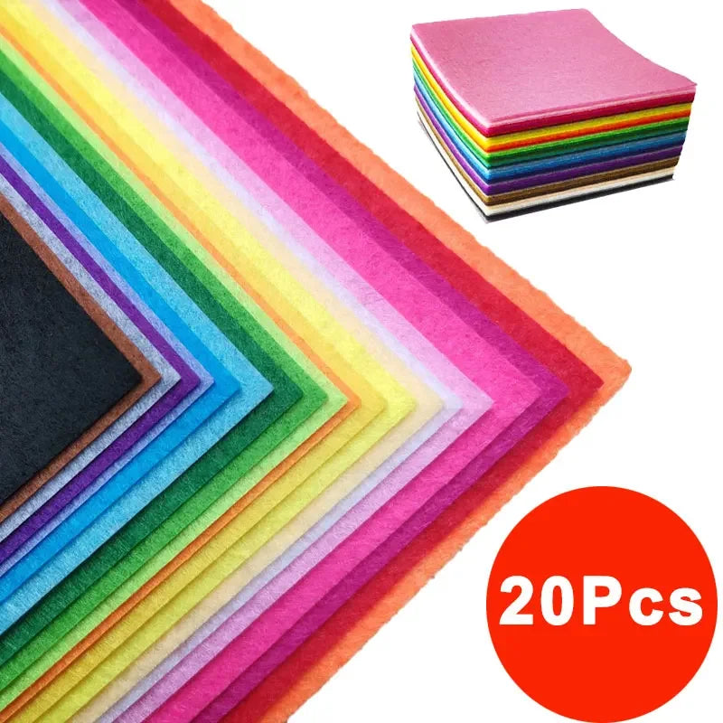 10-40Pcs Assorted Color Felt Fabric Sheets 1mm Thick Nonwoven Patchwork Sewing Squares Felts Cloth Craft