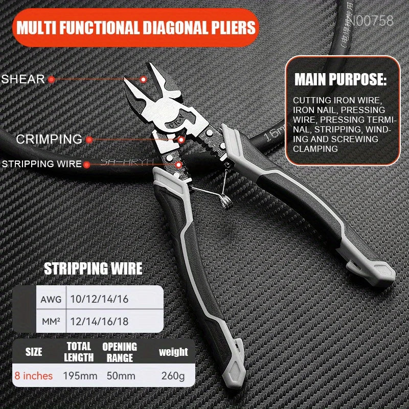 9inch Manual Various Tool Pliers Industrial Cutting Combination Pliers Diagonal Cutting Pliers