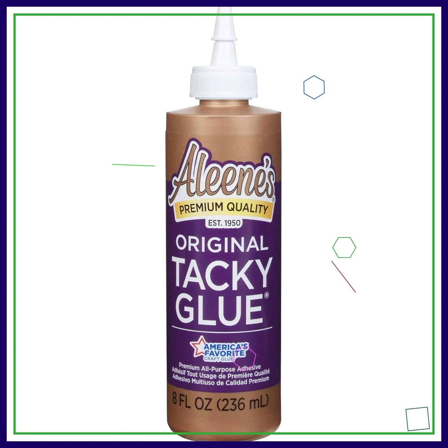 Clear All-Purpose Tacky Glue, 8 oz - Dries Flexible, Water-Soluble, Non-Toxic for Various Surfaces